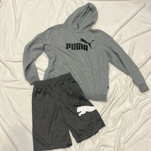 Boys Large. puma Hoodie & shorts. Gray